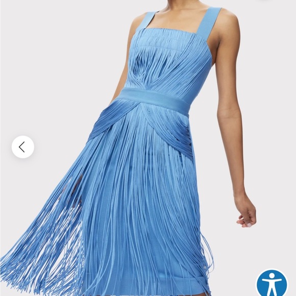 herve leger blue fringe dress THE METALLIC ALBA GOWN  HERV LGER